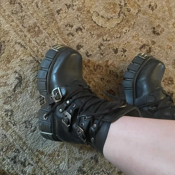 Black New Rock Reactor Combat & Moto Boots - Picture 4 of 5